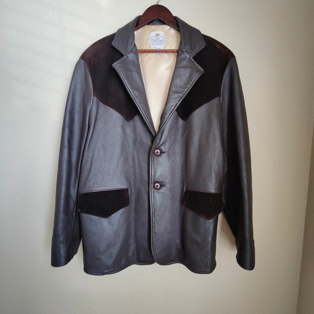 VTG Mid Western Sport Togs Deerskin‎ Leather Jacket Suede Western Mens Lined 44